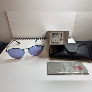 Ray-Ban Made in Italy Black Frame Sunglasses with Blue Lenses ORB3574N 153/7V